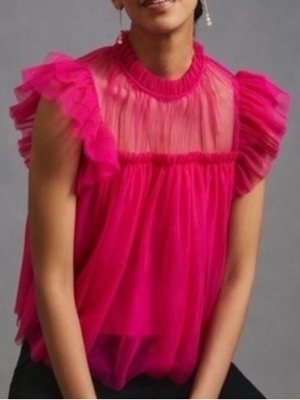 Anthropologie Sunday’s in Brooklyn Pink Tulle Top